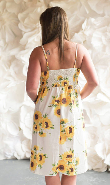White Sunflower Sundress - Nico Bella Boutique 