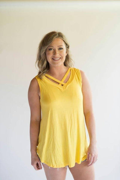 Yellow Criss-Cross Tank - Nico Bella Boutique 