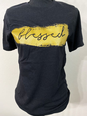 Blessed Black Heather Graphic Tee - Nico Bella Boutique 