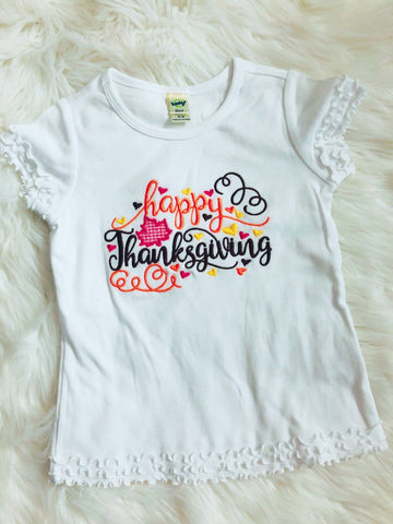 Happy Thanksgiving Embroidered Shirt - Nico Bella Boutique 