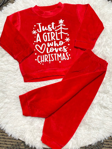 Just a Girl Who Loves Christmas Velour Set