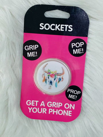 Floral Bullskull Pop Socket - Nico Bella Boutique 