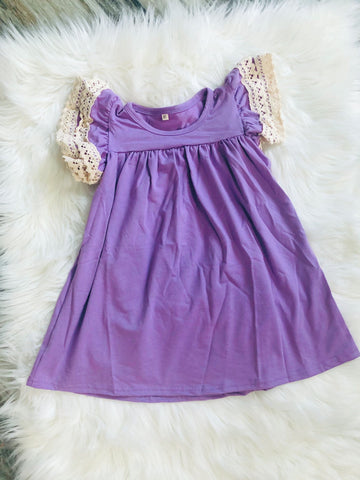 Lavender Crochet Pearl Dress - Nico Bella Boutique 