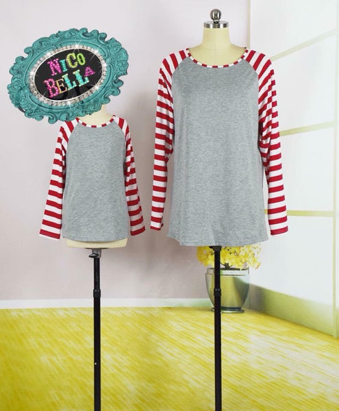 Red & White Raglan - Nico Bella Boutique 