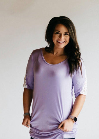 Lavender Side Lace Sleeve Tunic - Nico Bella Boutique 