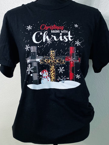 Christmas Begins With Christ Graphic Tee - Nico Bella Boutique 