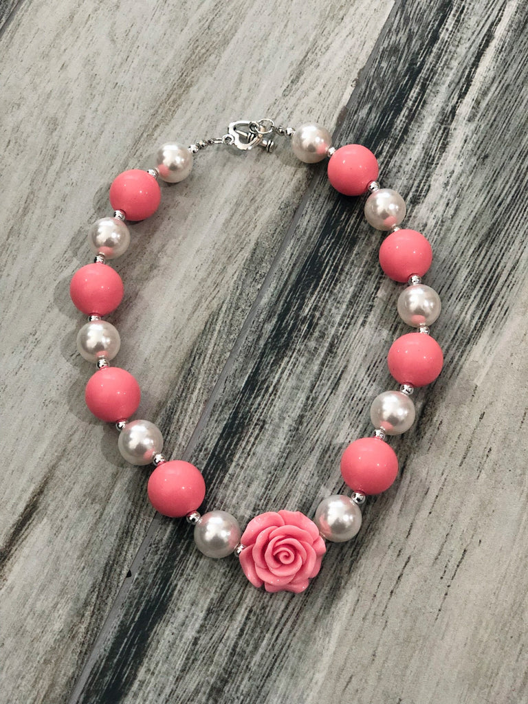 Coral & Pearl Bubblegum Necklace - Nico Bella Boutique 