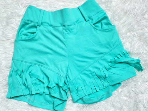 Turquoise  Fringe Shorts