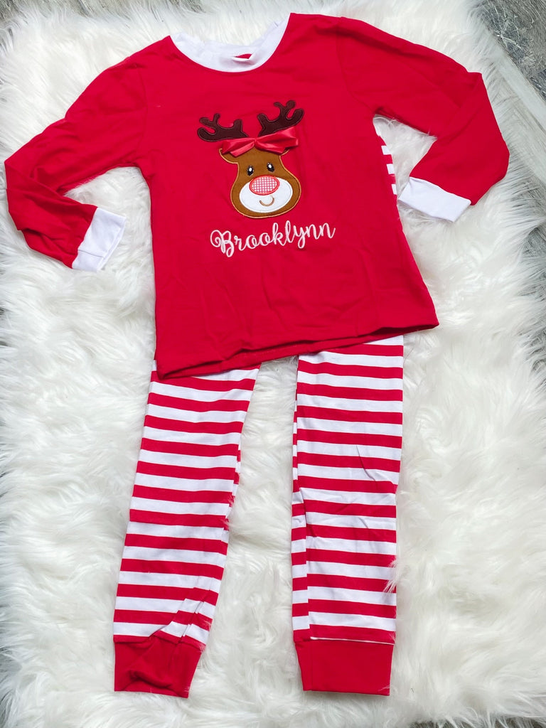 Brooklyn Red Reindeer Pajamas - Nico Bella Boutique 