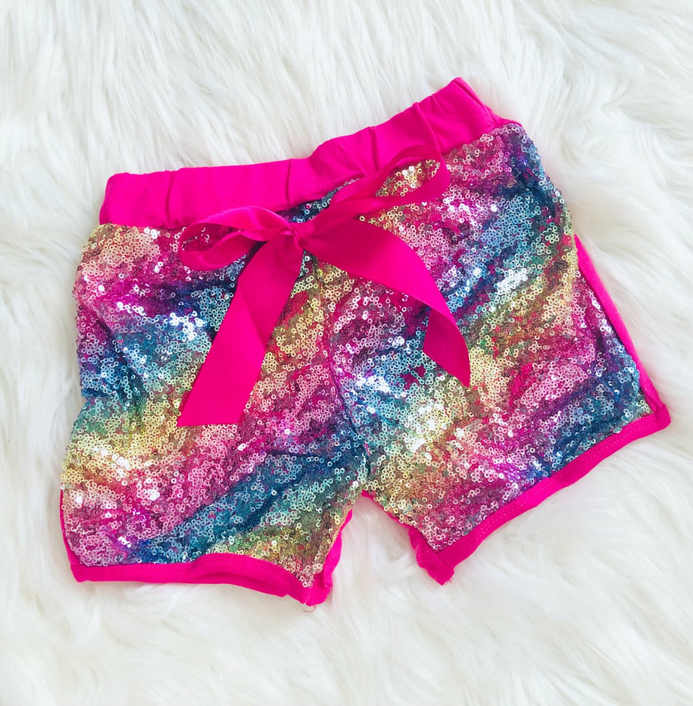 Rainbow Sequin Shorts - Nico Bella Boutique 