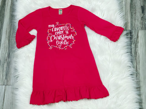 My Favorite Color is Christmas Lights Red Lettuce Ruffle Dress - Nico Bella Boutique 