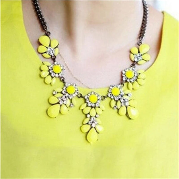 Neon Yellow Gem Statement Necklace - Nico Bella Boutique 