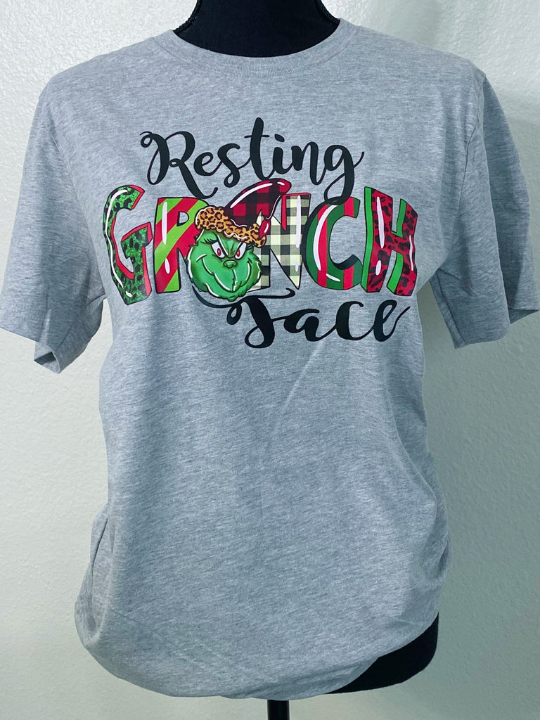 Resting Grinch Face Graphic Tee - Nico Bella Boutique 