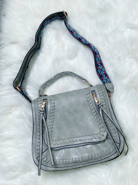 Light Grey Guitar Strap Crossbody Purse - Nico Bella Boutique 