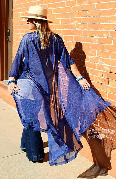 Heather Blue Duster - Nico Bella Boutique 