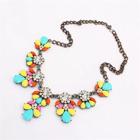 Multi-Color Gem Statement Necklace - Nico Bella Boutique 