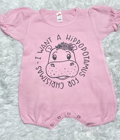 I want a Hippopotamus for Christmas Baby Romper