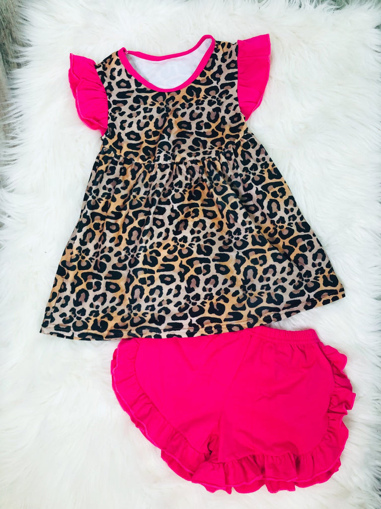 Hot Pink Leopard Short Set - Nico Bella Boutique 
