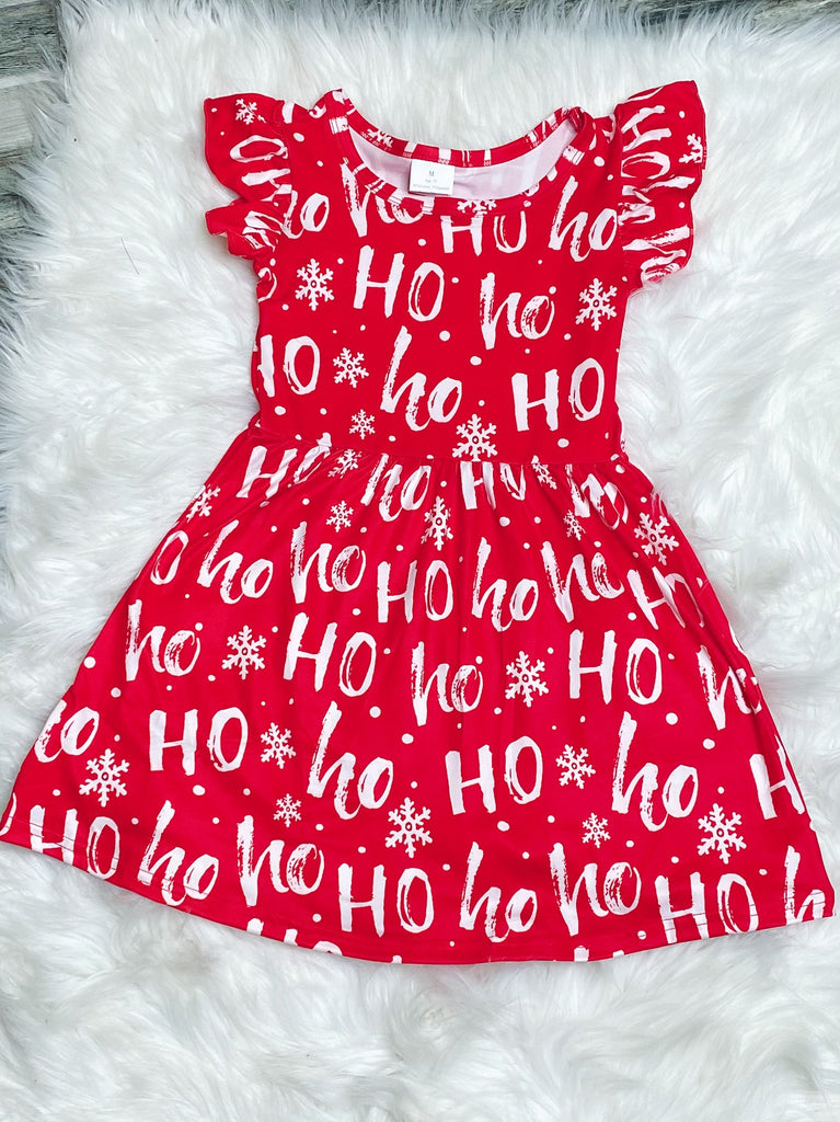 Ho Ho Ho Christmas Girls Pearl Dress - Nico Bella Boutique 