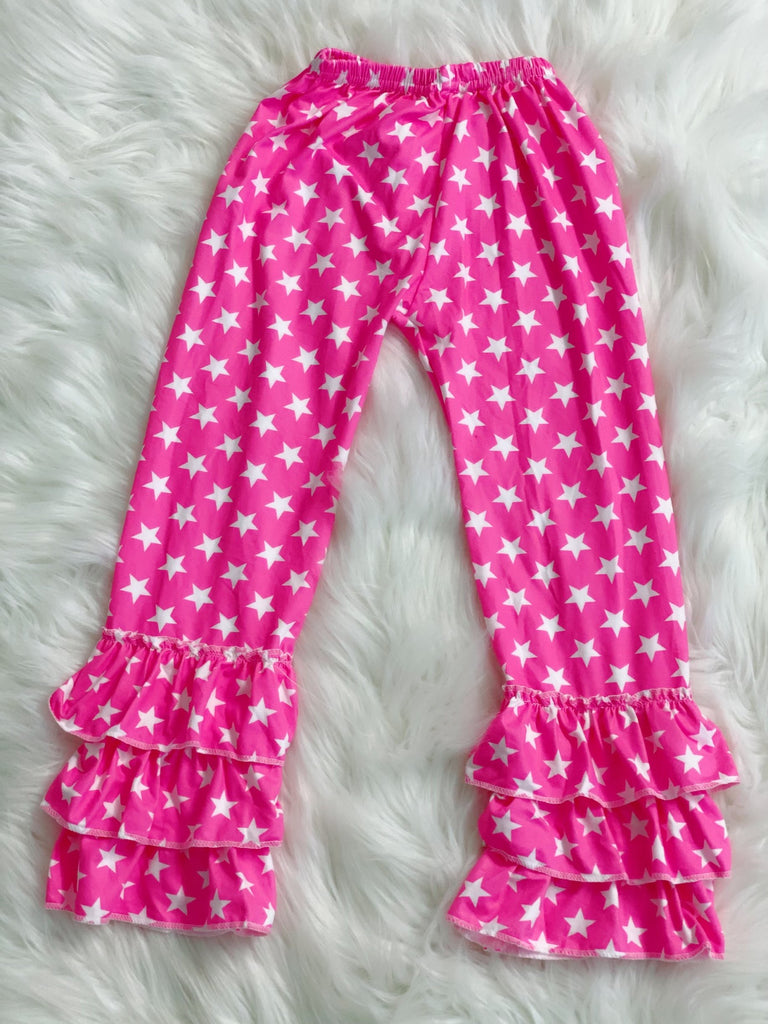 Pink Star Triple Ruffle Pants - Nico Bella Boutique 