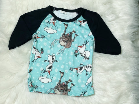 Olaf and Sven Black Sleeve Raglan - Nico Bella Boutique 