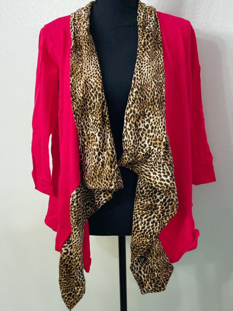 Women's Red Leopard Cardigan - Nico Bella Boutique 