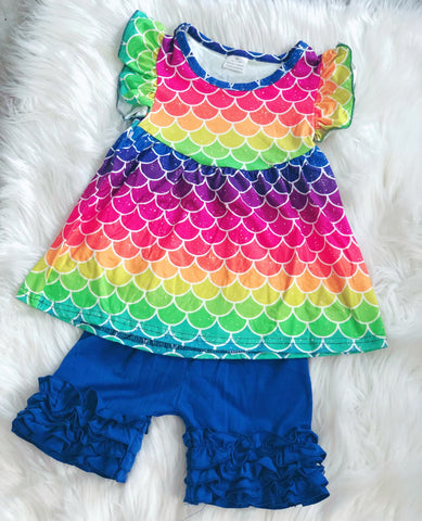 Rainbow Mermaid Short Set - Nico Bella Boutique 